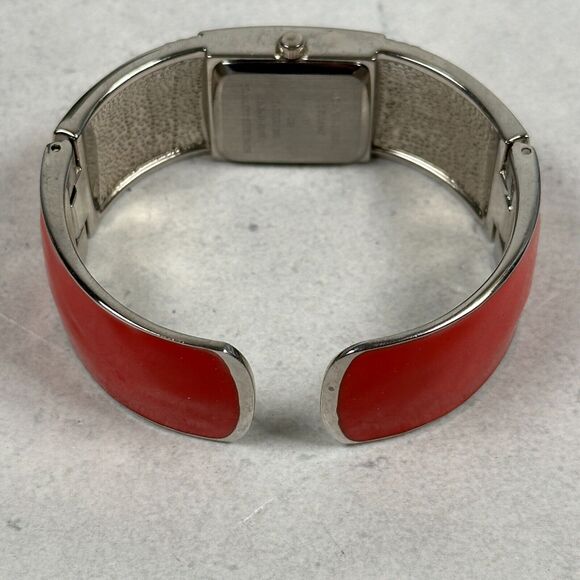Studio Time Watch Women 21mm Rectangle MOP Dial Red Enamel Cuff Band New Battery - Picture 6 of 11
